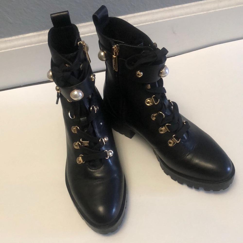 Karl Lagerfeld Paris zip/ lace boots
